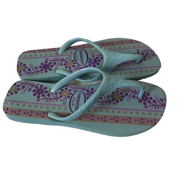 Havaianas Floral Light Blue Flip Flops Size 39 - 40 - Picture 5 of 6